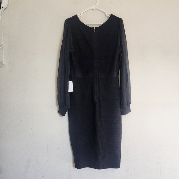 Venus Black Bandage Bodycon Vneck Long-Sleeve Dress size Large NWT - Picture 3 of 6